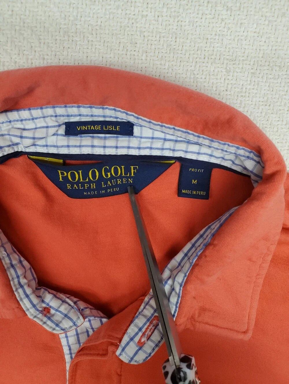 Polo Golf Ralph Lauren Vintage Lisle Pro Fit Polo Shirt M Orange Coral